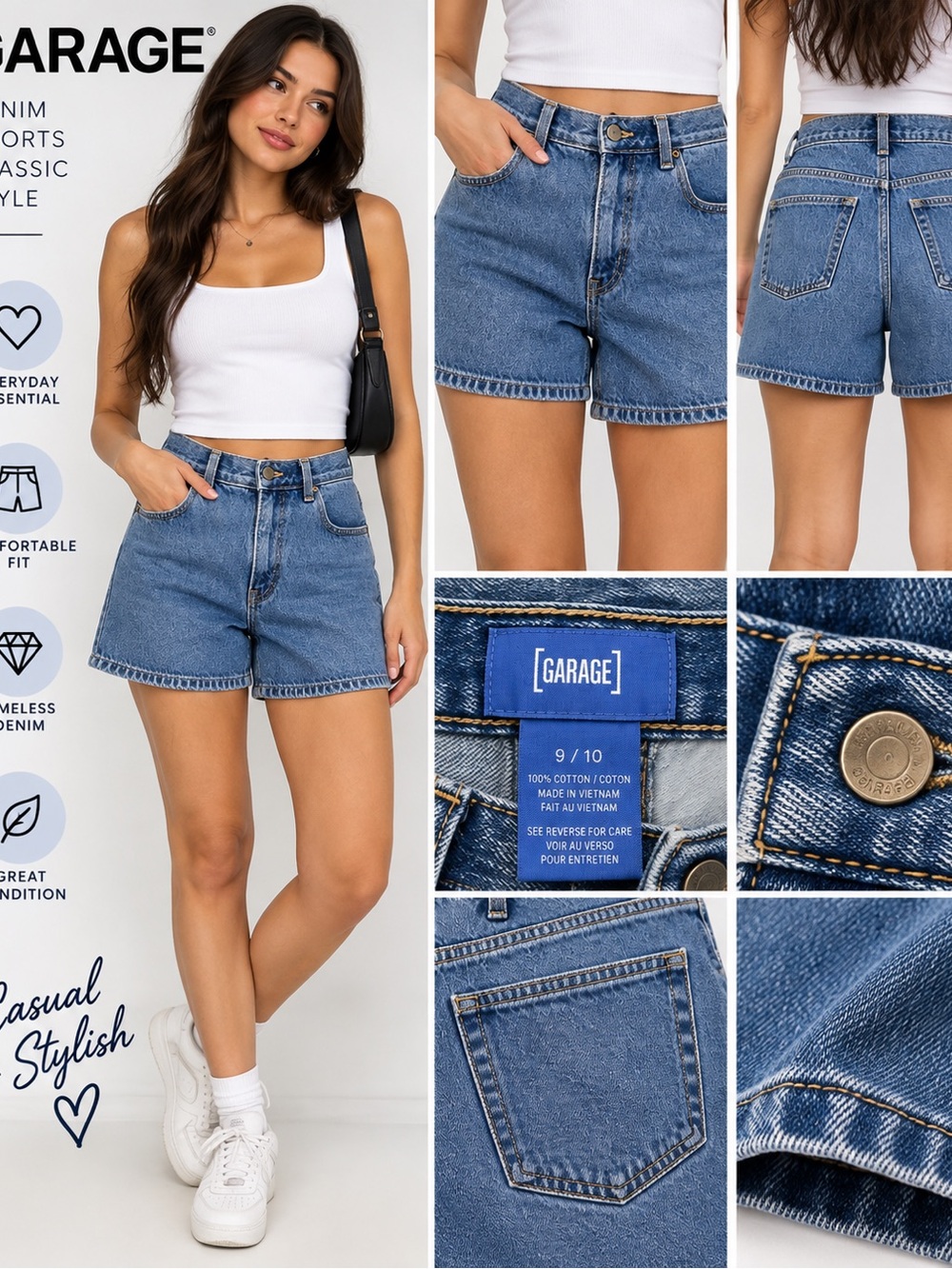 Garage Blue High-Rise Denim Jean Shorts for Women